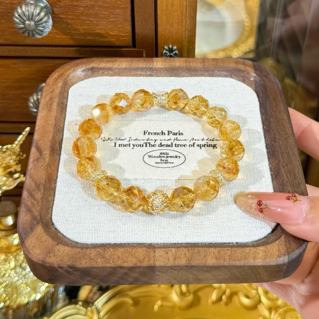 【富婆】黄塔晶钻石切面手串