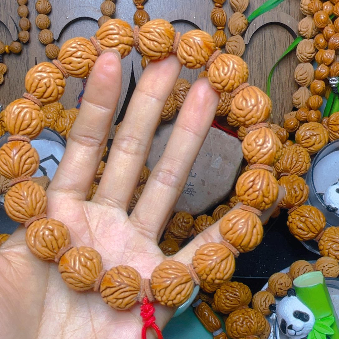 手串桃核桃木1.6柳叶纹999