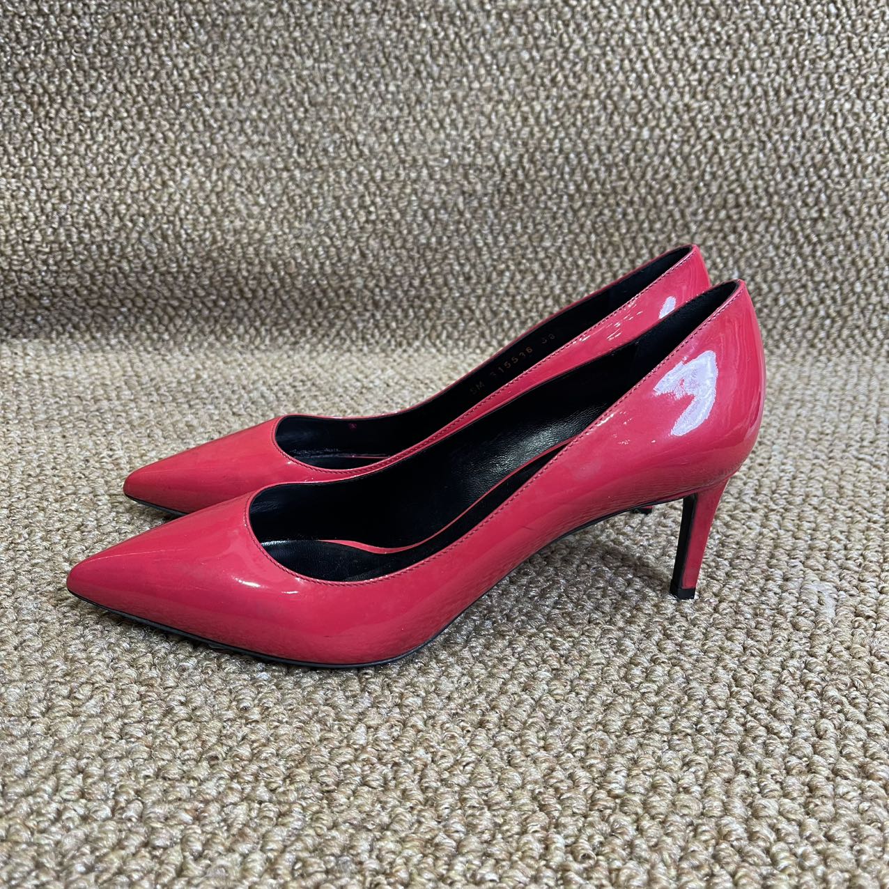 95新 YSL/圣罗兰 蔚蓝/漆皮高跟鞋/38码跟6.5/LZ1214Y008