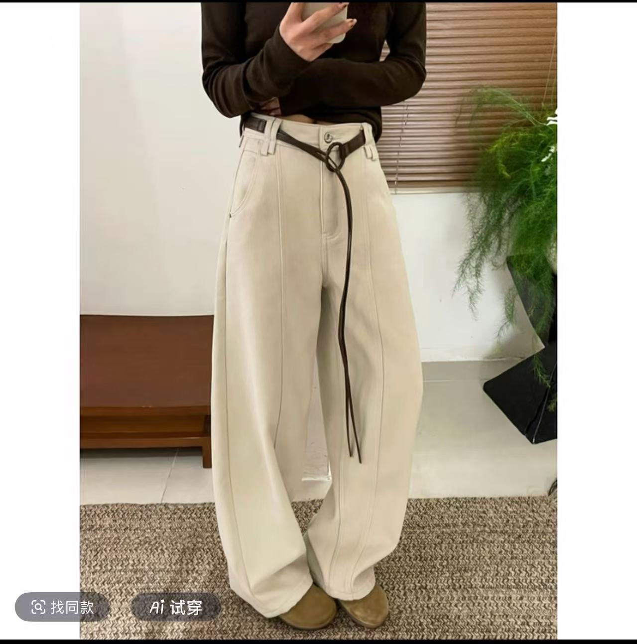 68282-欧洲站25新款美拉德加厚弯刀裤