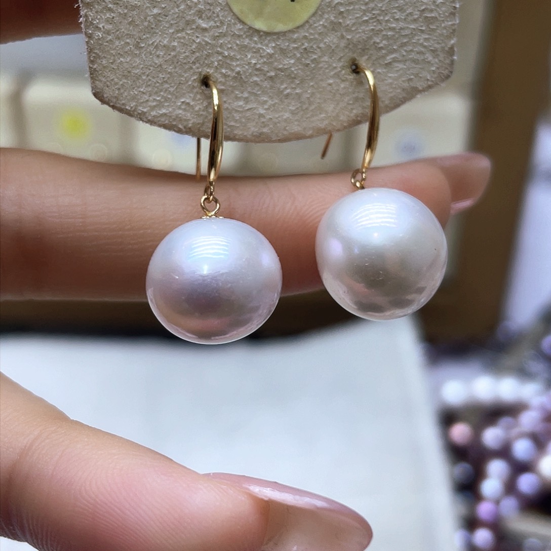 淡水珍珠耳饰18K金镶嵌