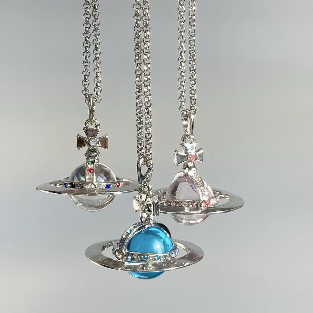 钛钢项链 大号土星orb立体项链