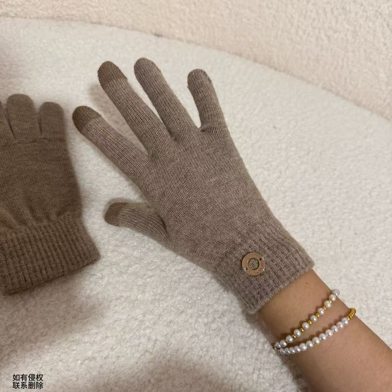 『朱小姐』25秋冬100%羊绒时尚保暖手套 G651