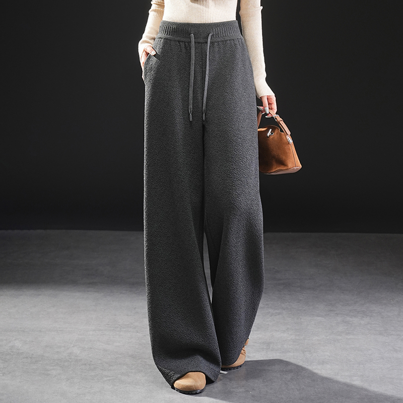 正品动感哥弟新款针织阔腿裤直筒裤高弹休闲裤长裤冬外穿加厚口袋