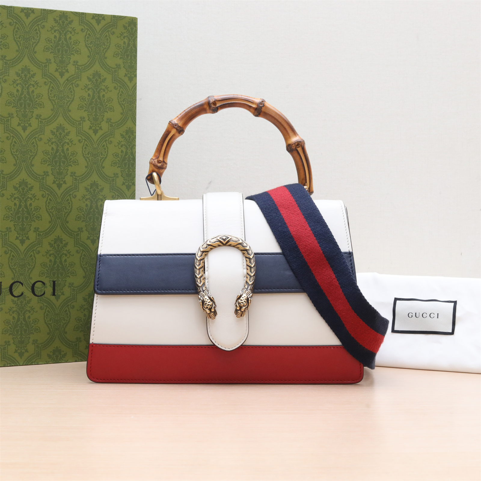 95新 GUCCI/古驰 酒神 竹节手柄 中号 27 单肩包P234245938