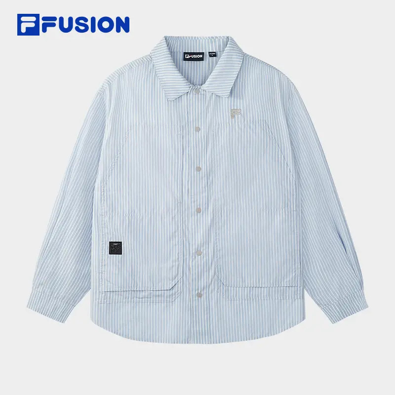 FILAfusion潮牌【情侣条纹衬衫】宽松百搭日系韩系学院风T11U543405