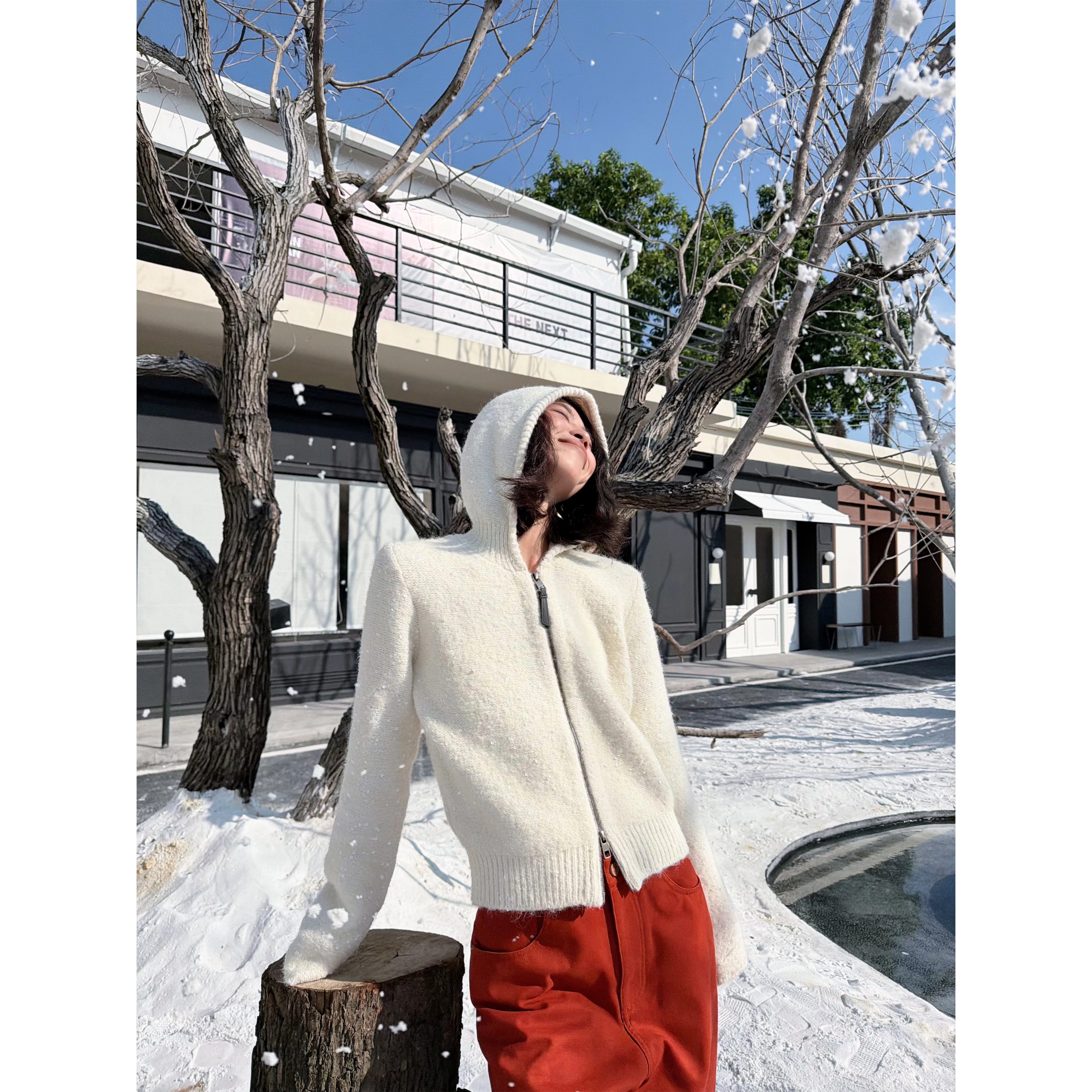 秋冬新款断码捡漏.‘星河流转’亮片连帽闪闪拉链毛衣开衫外套5425