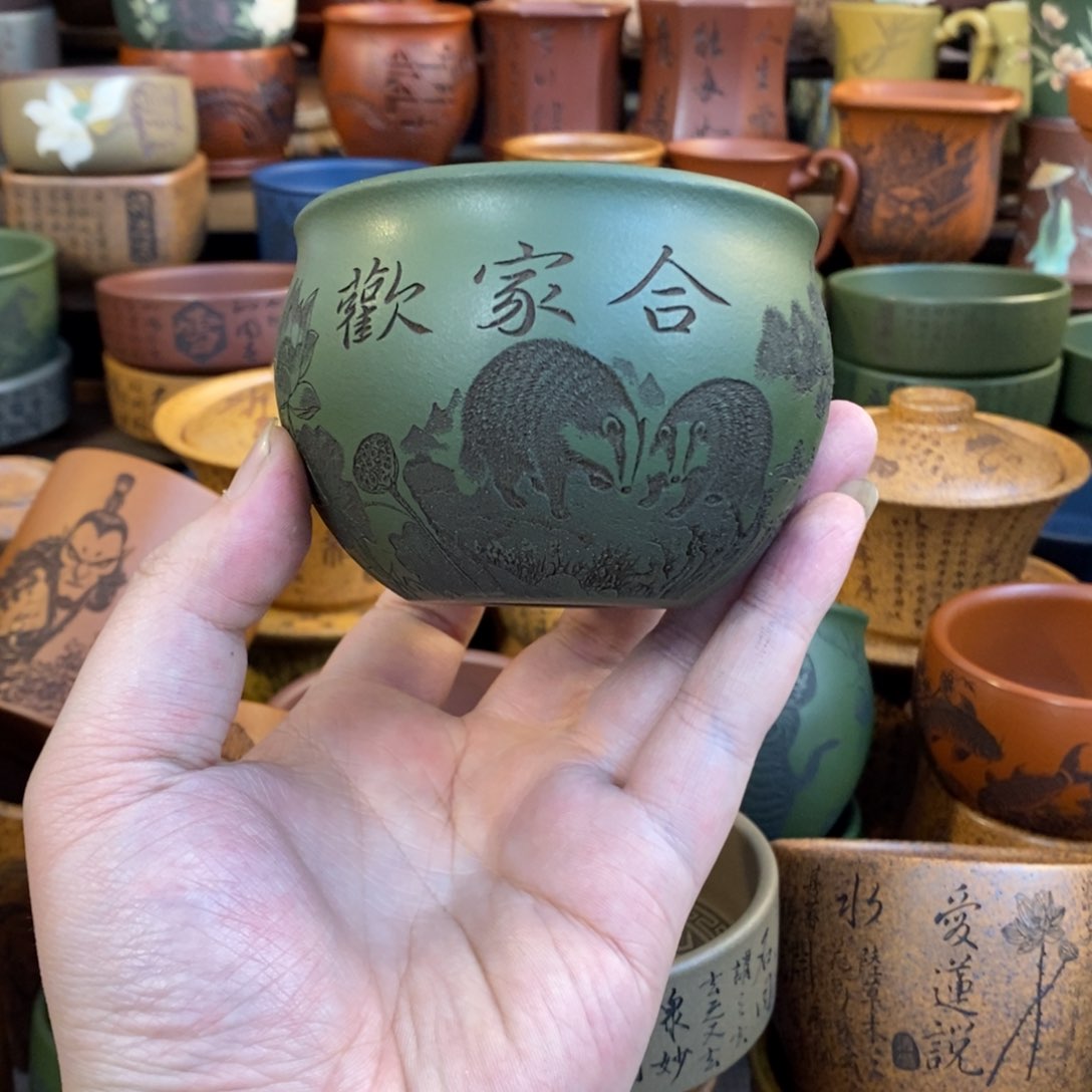 紫砂杯子宜兴全手工紫砂杯