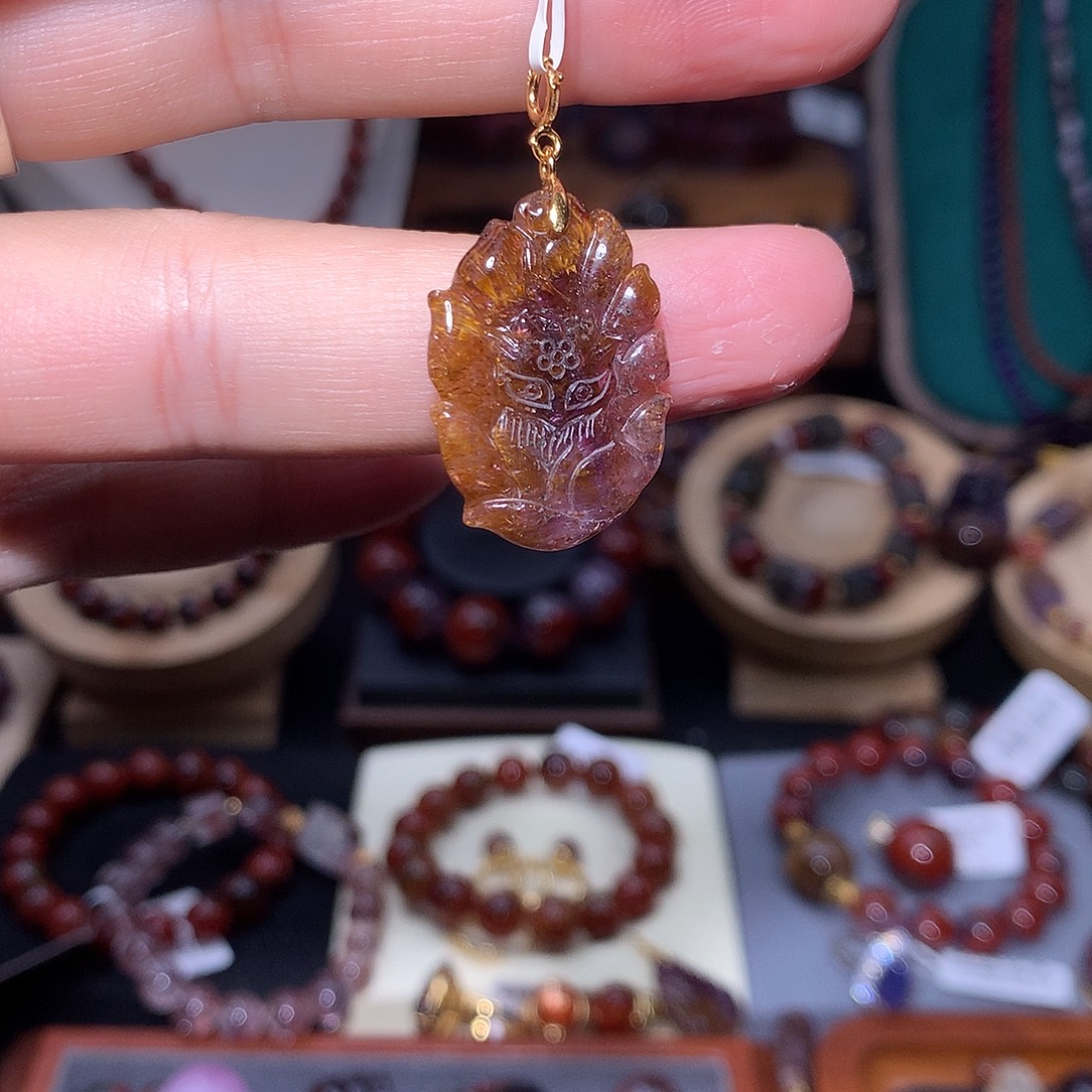 未镶嵌水晶珠宝半成品极光紫钛凤九提溜