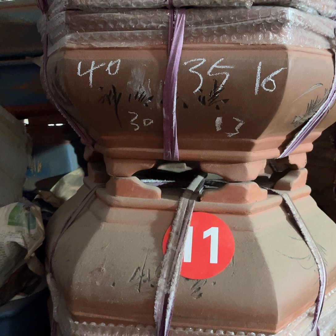 紫砂花盆六方盆一个