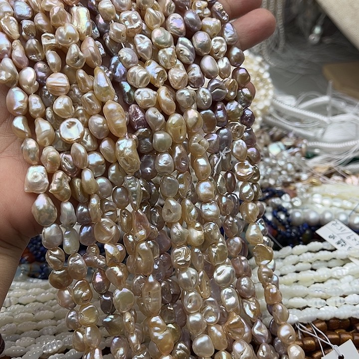 玛瑙/玉髓未镶嵌珠宝半成品一条6-8mm左右相思豆巴洛克珍珠