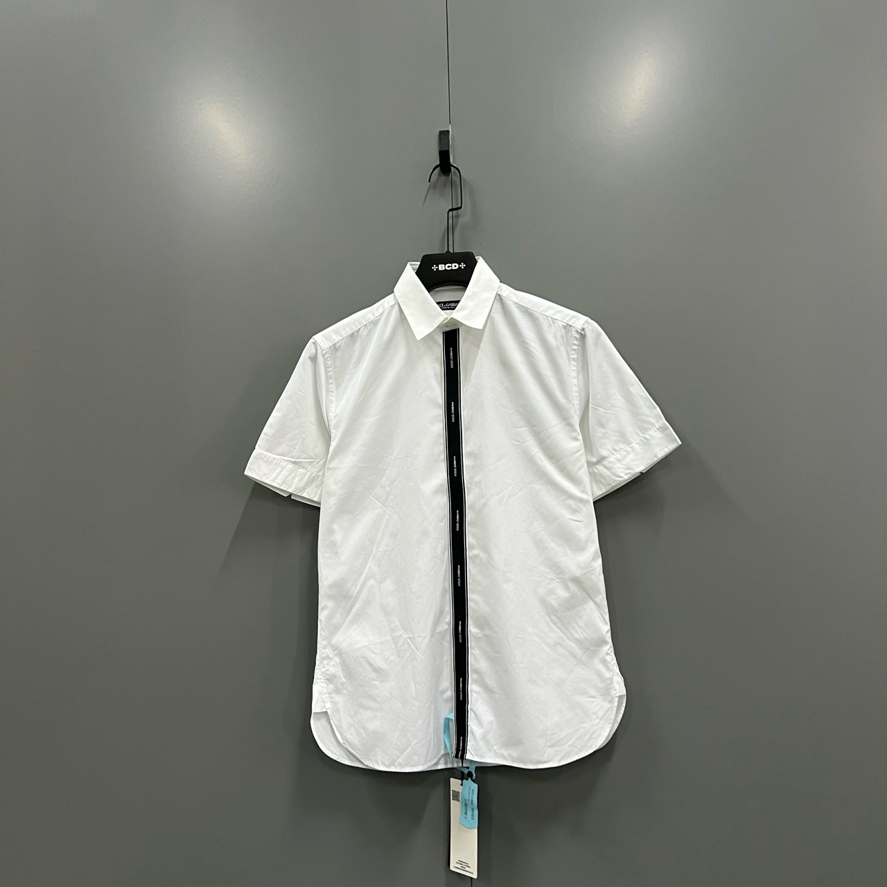 95新  (bb)125 拼色条纹logo短袖衬衫 37码