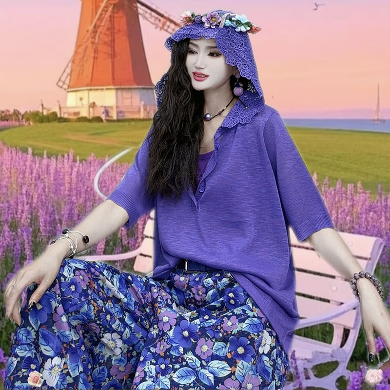 2025设计感蕾丝重工连帽短袖T恤女夏季新款时尚百搭休闲上衣-7297