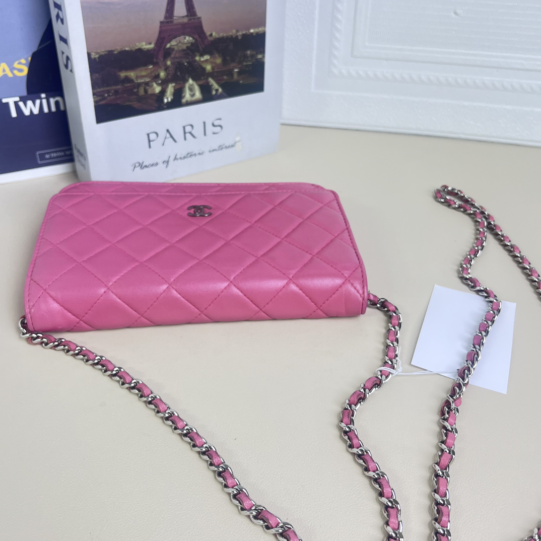 95新 Chanel/香奈儿 粉色woc链条斜挎包