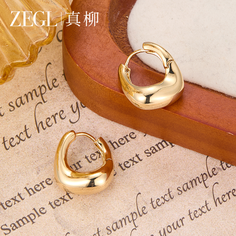 ZEGL【黄昏】水滴扭曲耳环法式气质耳饰耳扣