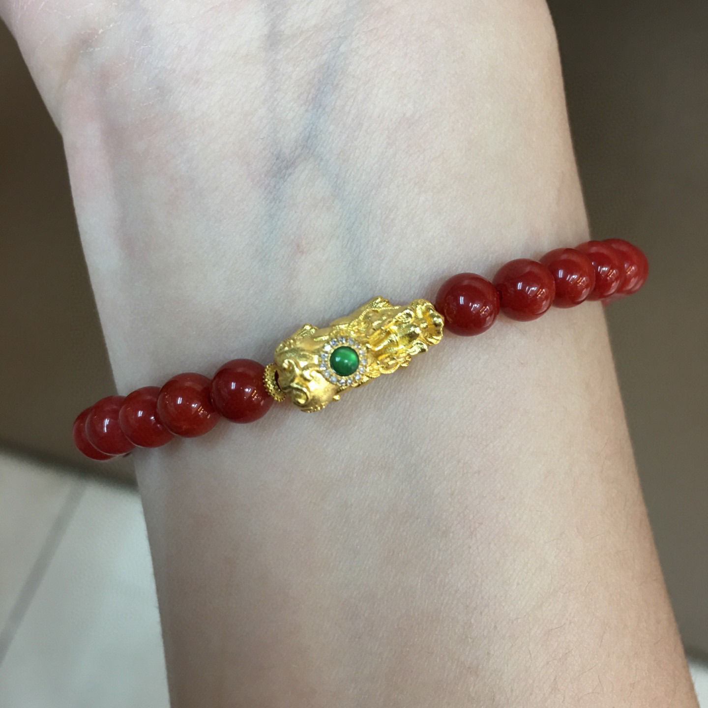 科西卡单圈圆珠手串 18貔貅金