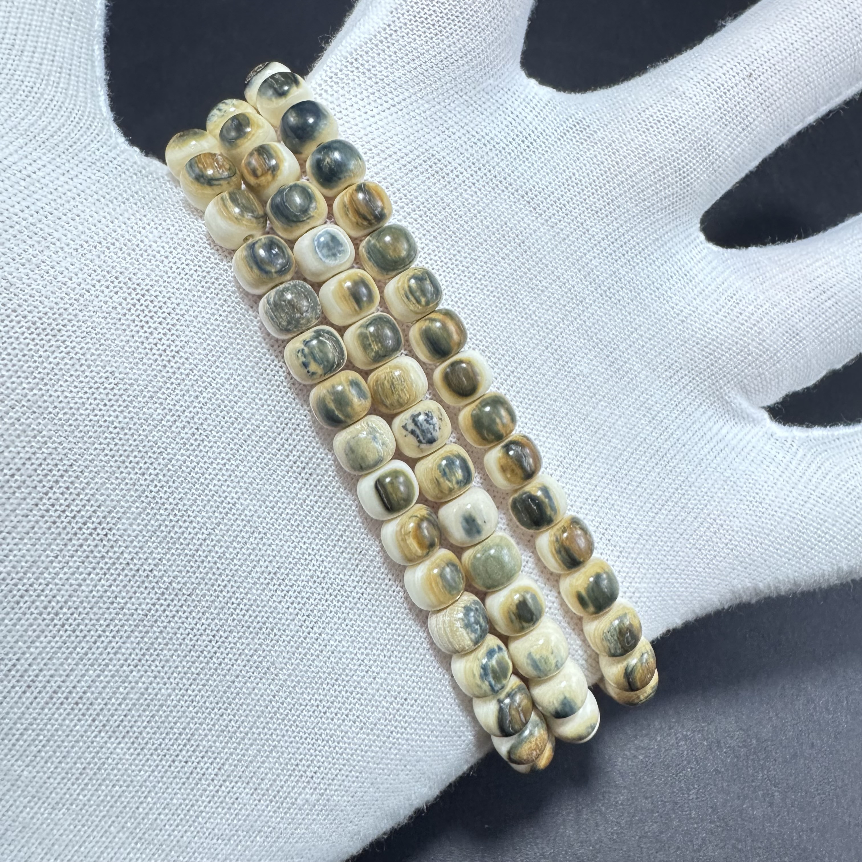 【多样性发货】CC0023 猛犸象牙单珠精品蓝眼睛6*7mm 单珠