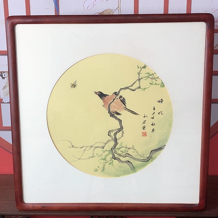 国画带框尺寸62✖️62手绘包邮