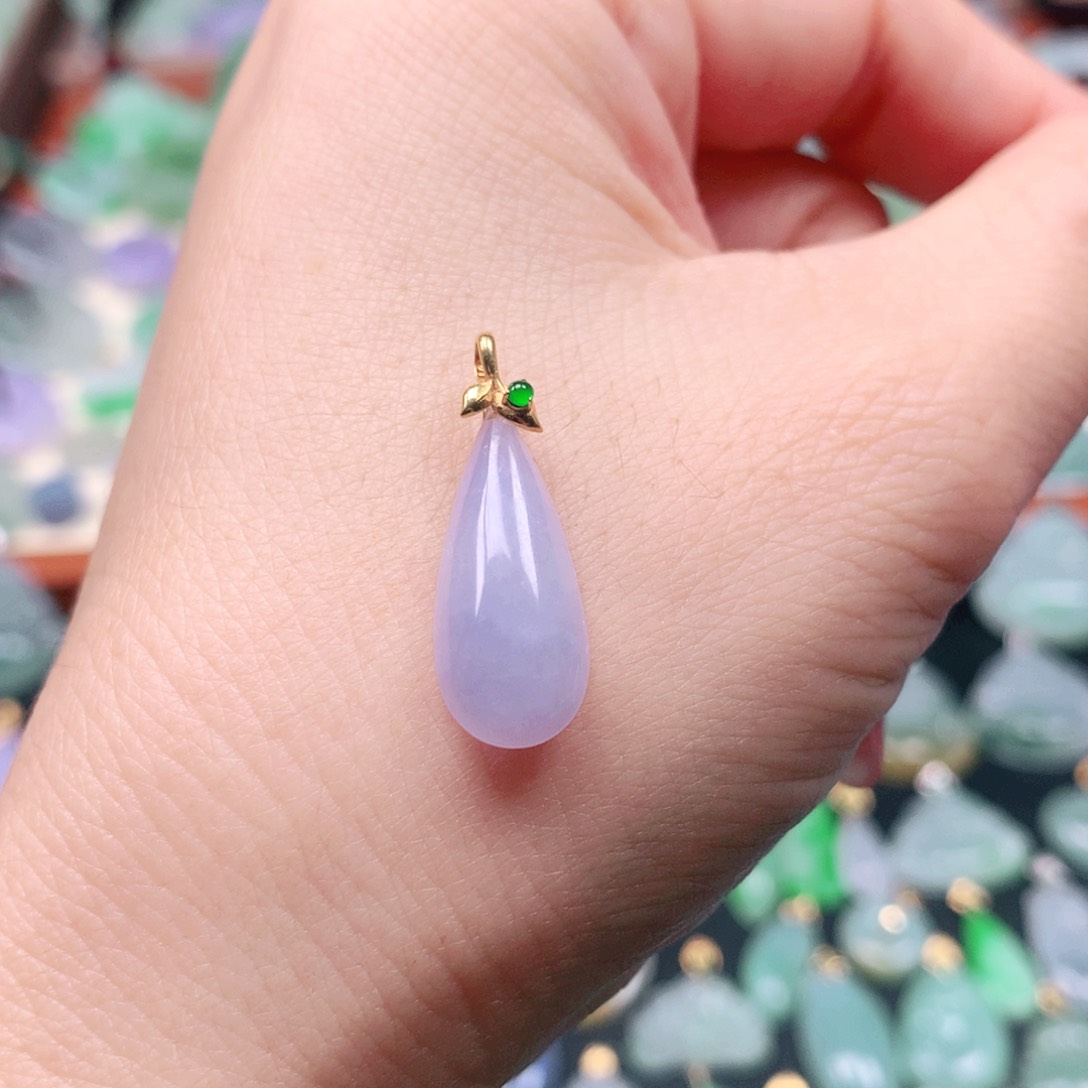 吊坠(不含链)18K金镶嵌翡翠