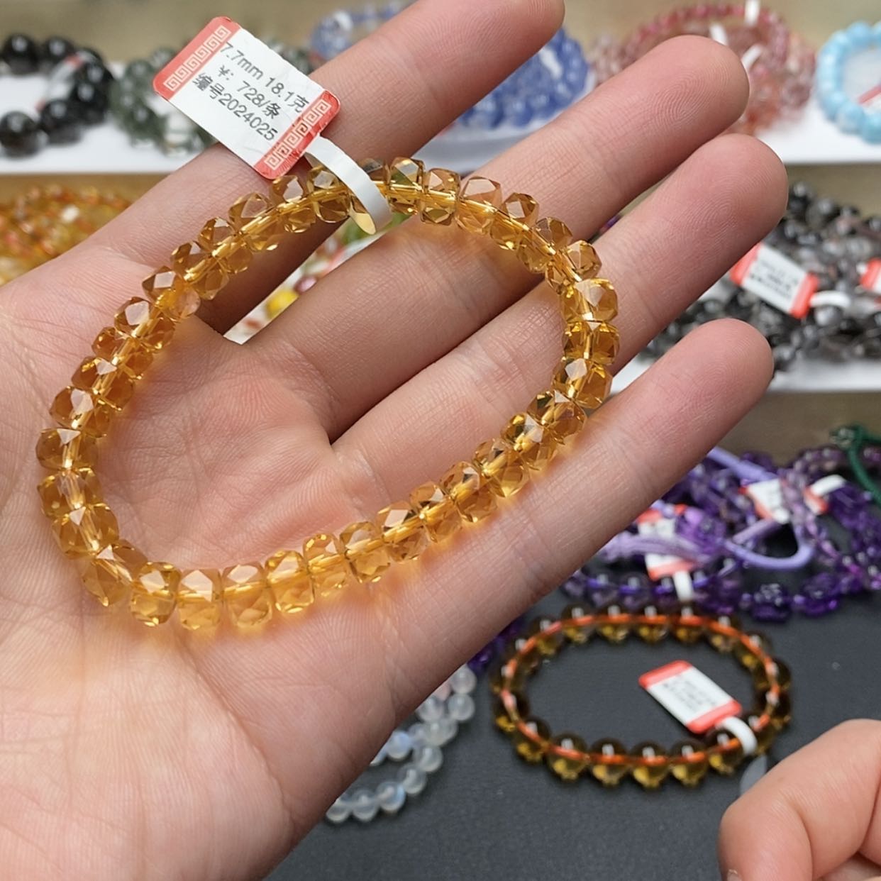 【闪购商品】黄晶手串未镶嵌天然7.7暴力黄