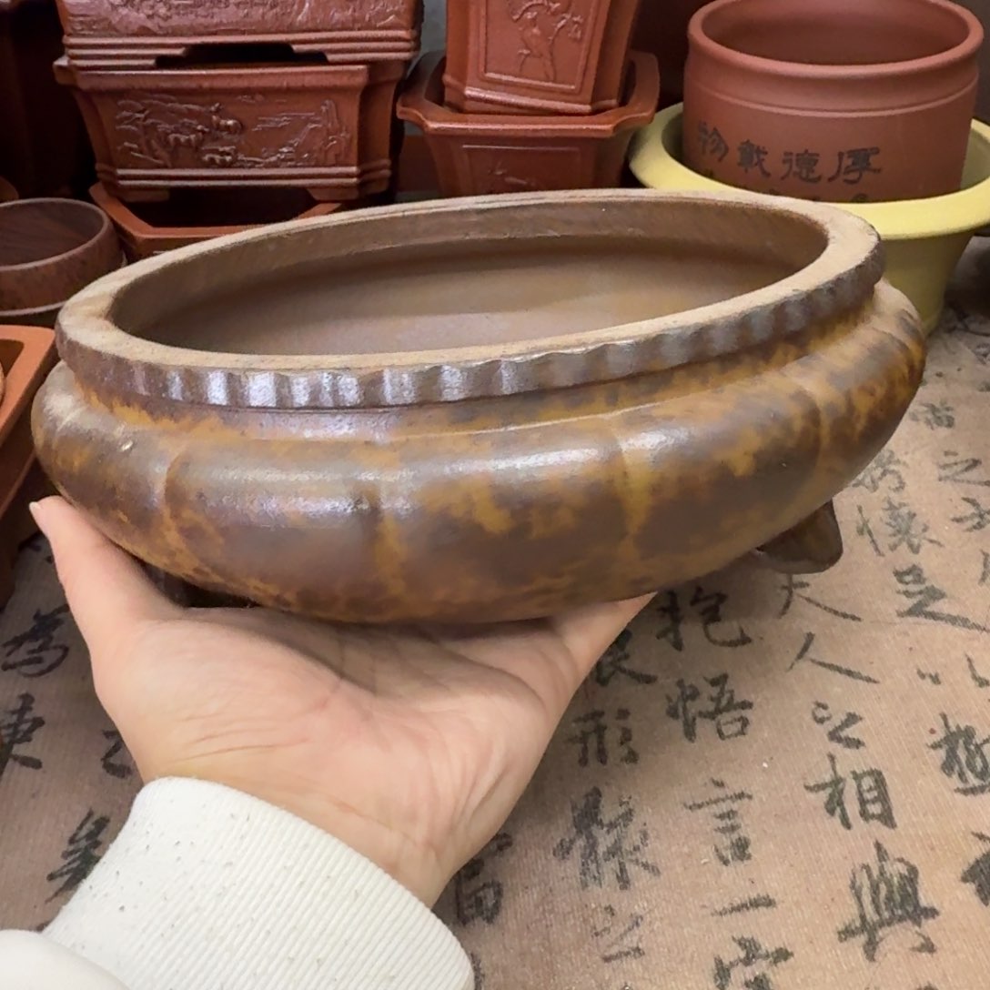 紫砂花盆宜兴紫砂正品瑕疵22x6.5