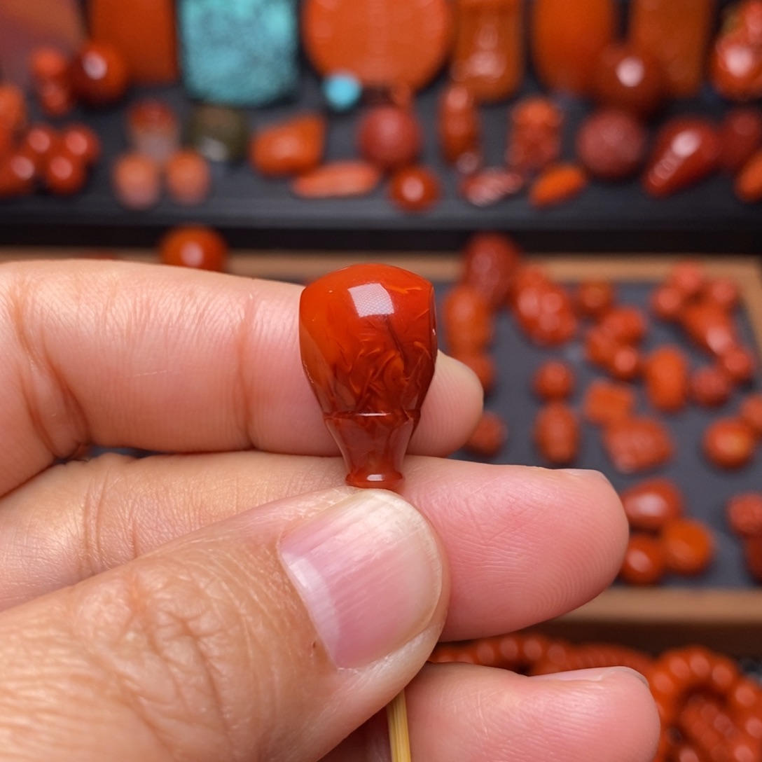 南红玛瑙配饰未镶嵌火焰纹三通卡11+