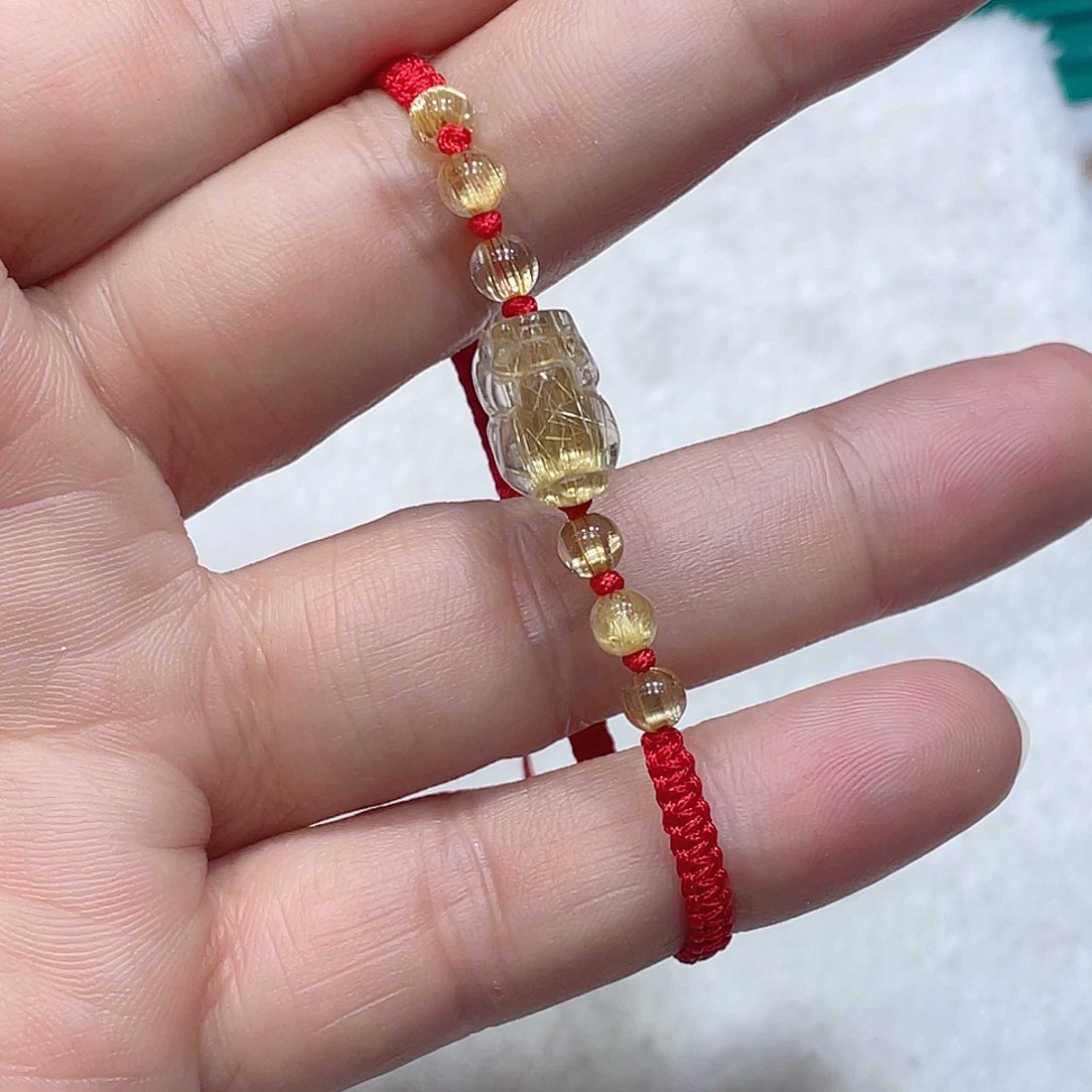 发晶钛晶貔貅未镶嵌蓝**子