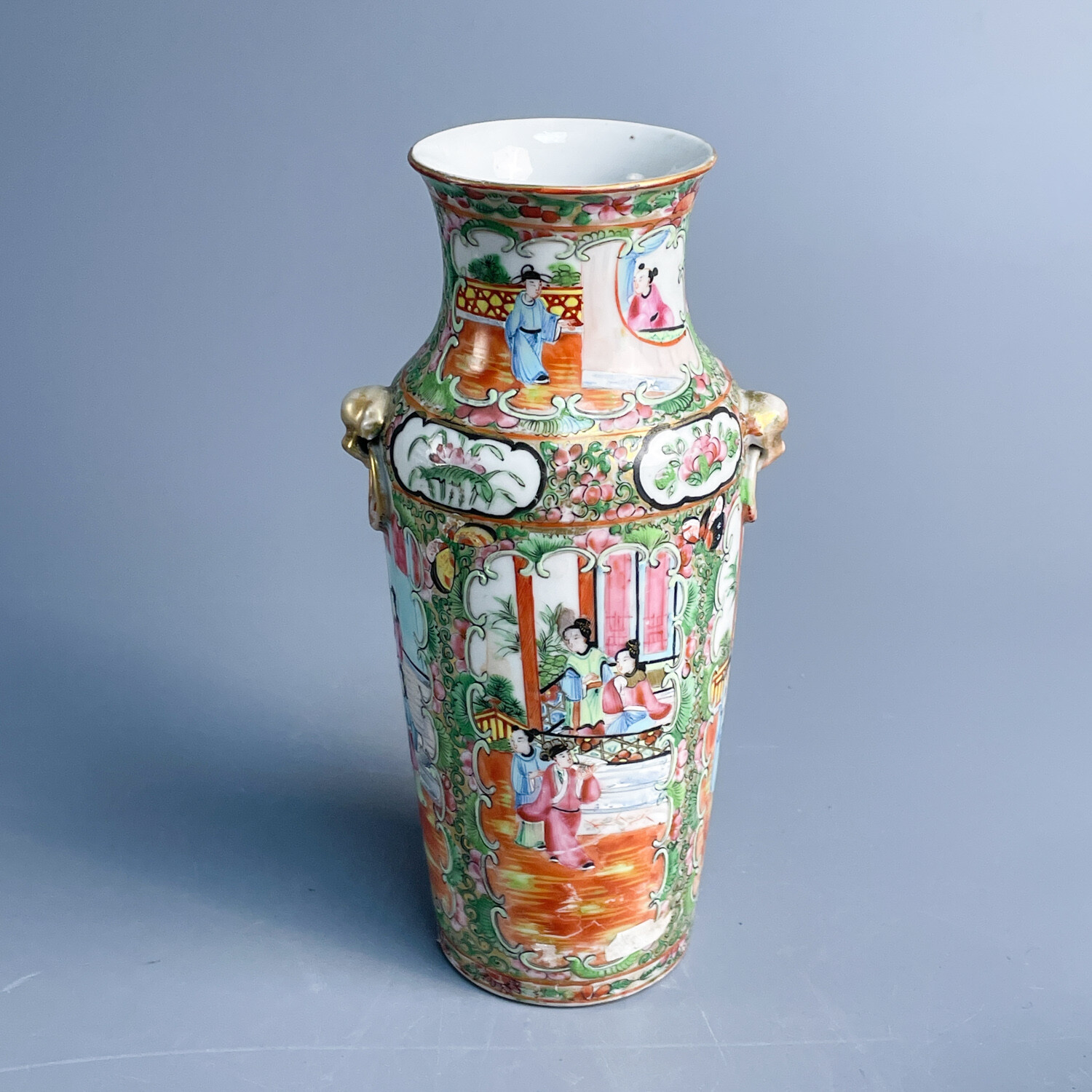 M25LB001066 - 清光绪广彩人物兽耳衔环尊