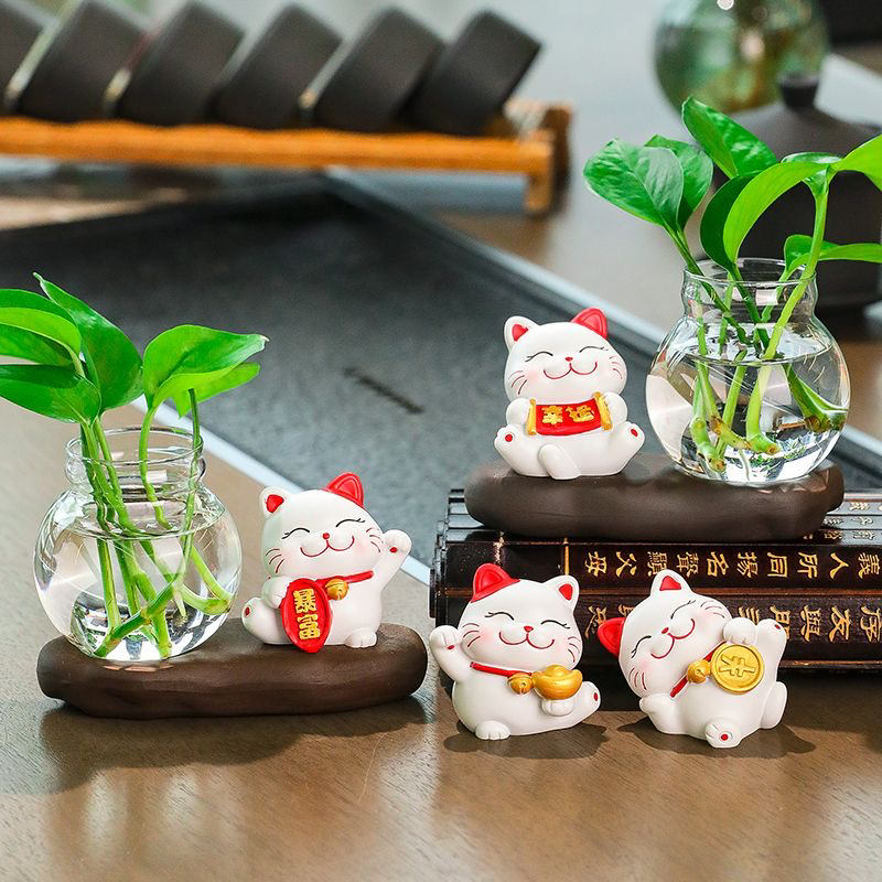 简约加厚水培玻璃花盆绿植物透明水养台面水培器皿透明龟鱼缸陶粒