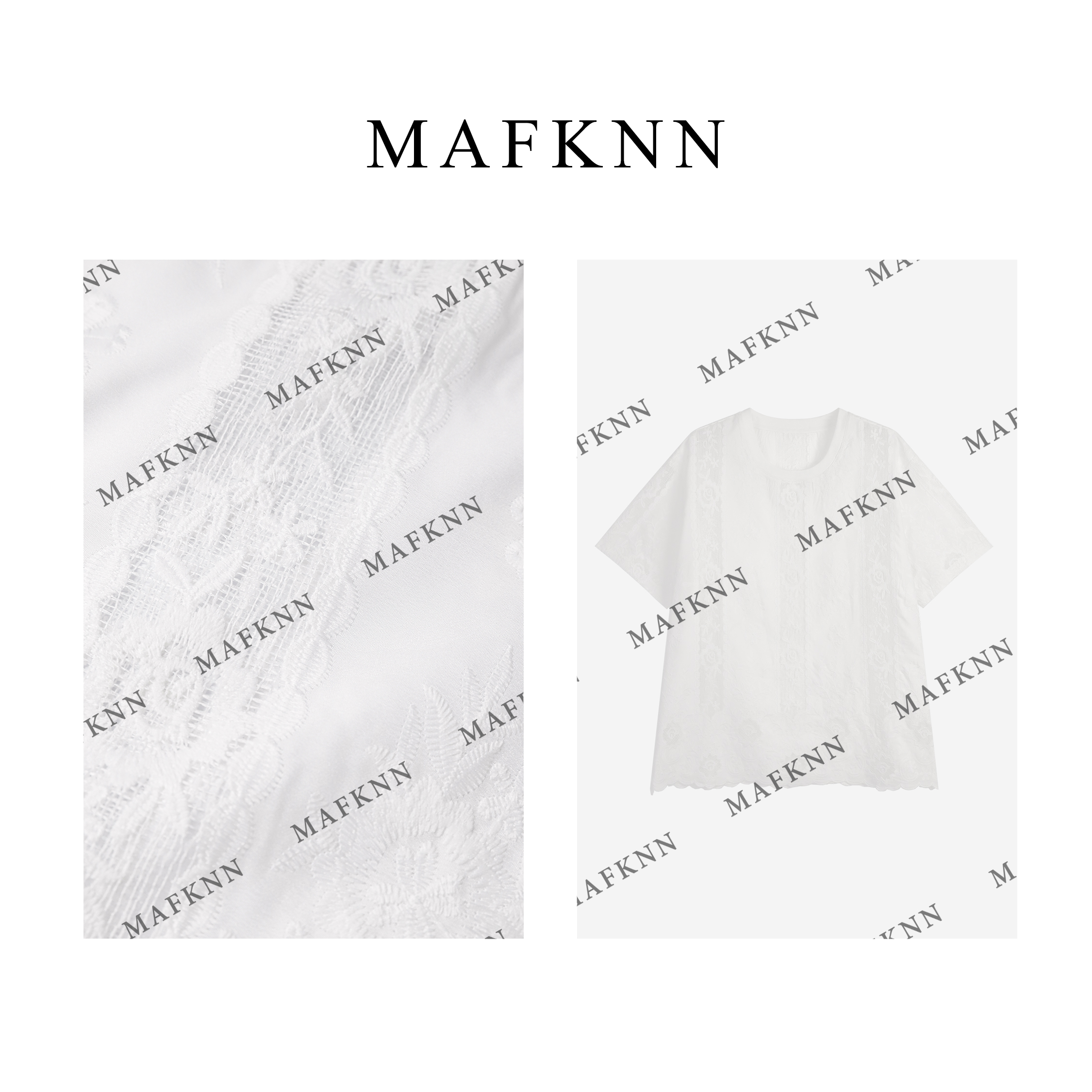 MAFKNN/玛肯时尚休闲简约纯色百搭圆领白色T恤上衣MK11921