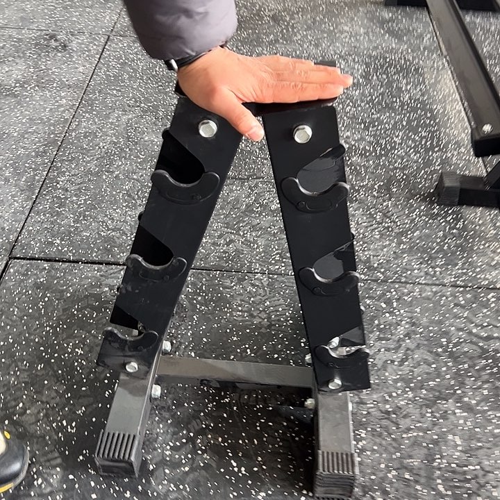 全新黑色实心碳钢3对哑铃架