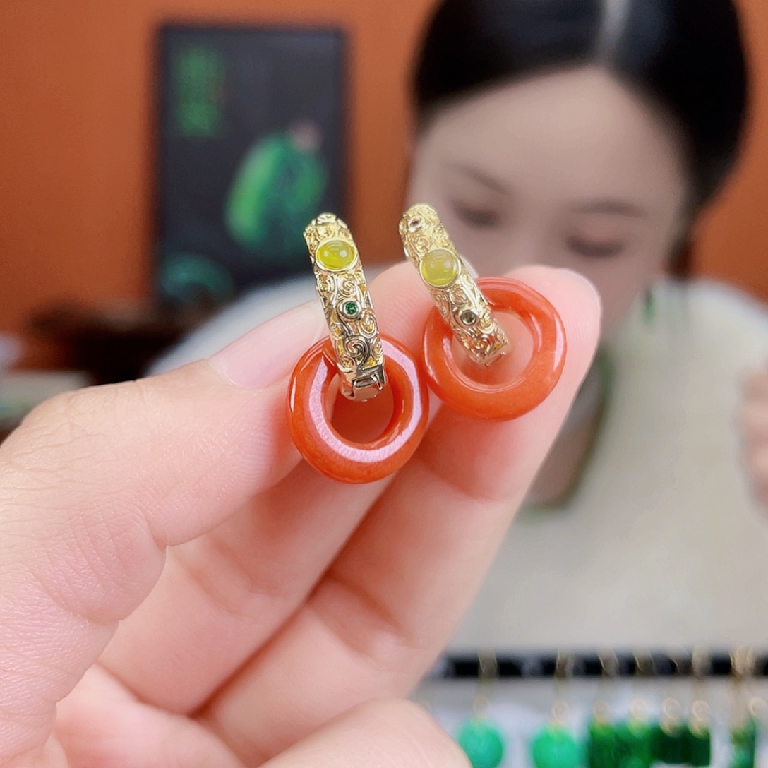 翡翠未镶嵌耳饰饰品