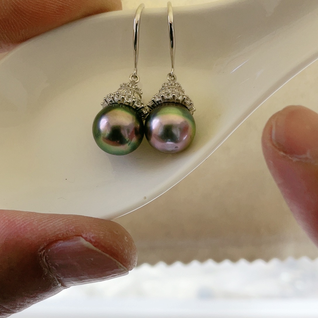 海水珍珠耳饰银S925镶嵌