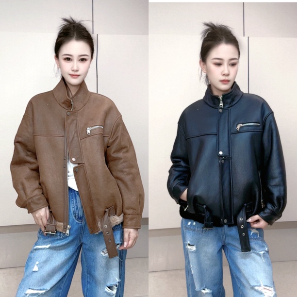 【MTfur】真皮皮毛一体机车皮草外套