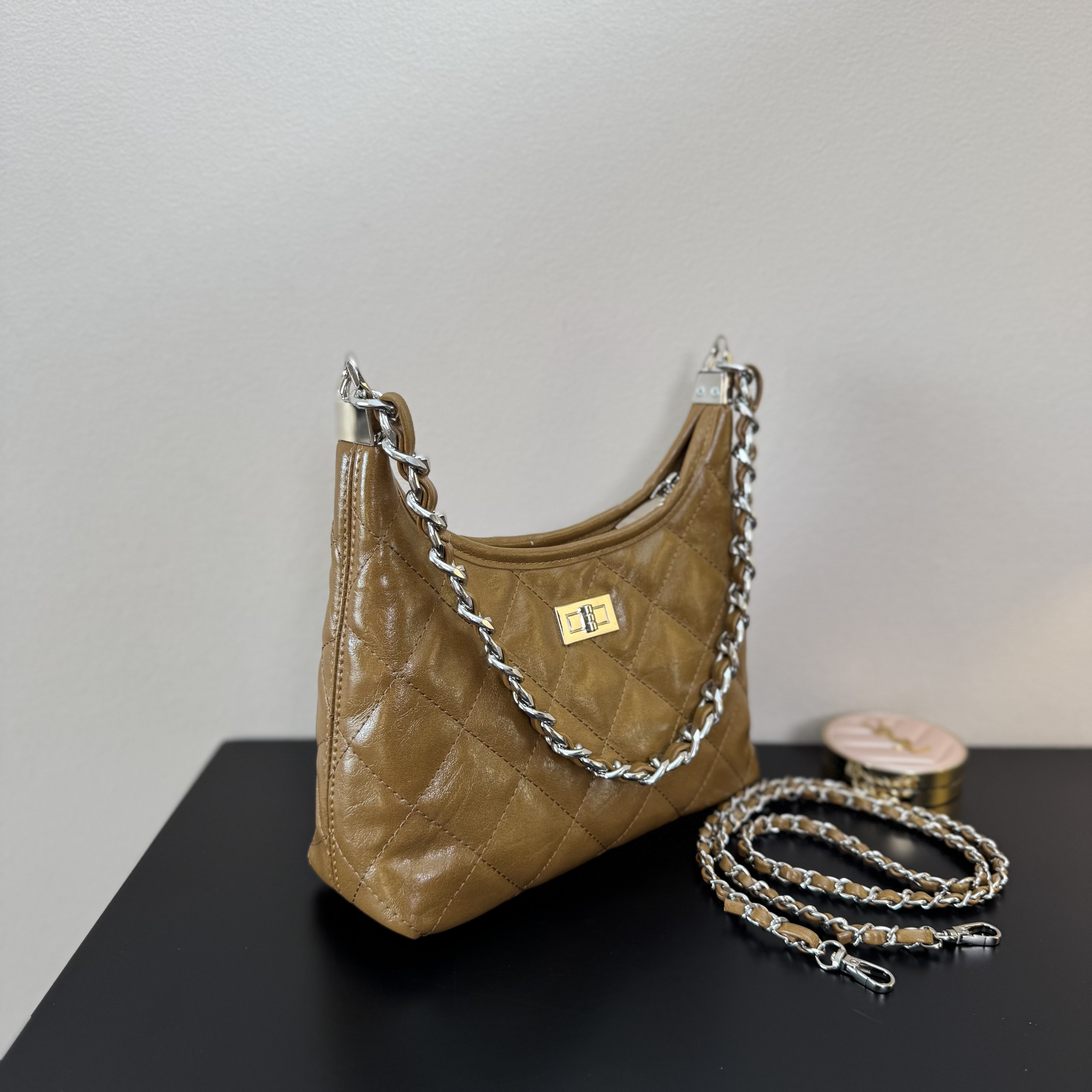 早春色系hobo菱格链条包包女单肩腋下包简约斜跨包2025潮流女包