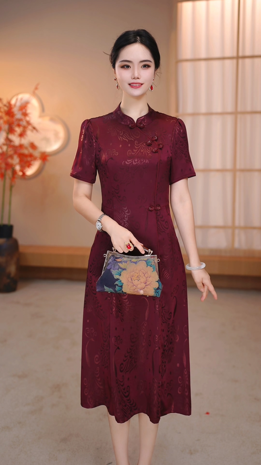 知性风旗袍女款高级感连衣裙大方新中式妈妈装ZRF-25917