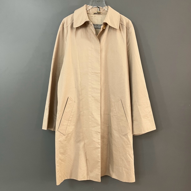 95新 MaxMara Vintage款卡其色翻领风衣外套