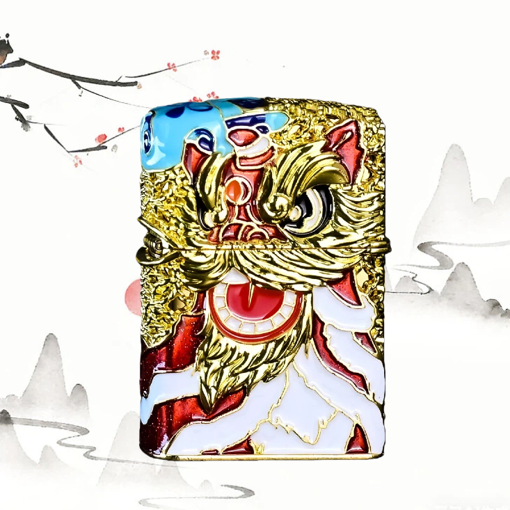 盔甲珐琅彩醒狮防风打火机男士送男友达人无油SZ