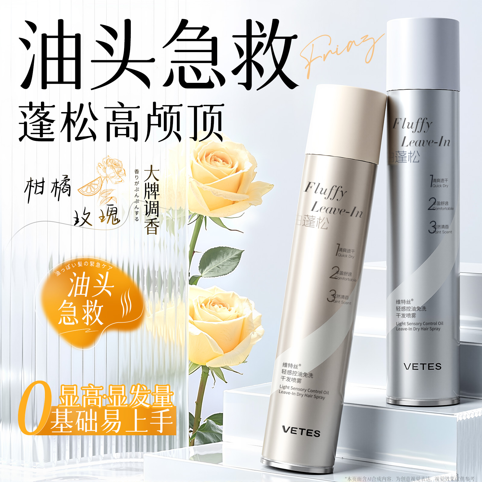 维特丝免洗干发喷雾控油蓬松高颅顶神器自然持久香懒人头发蓬蓬粉