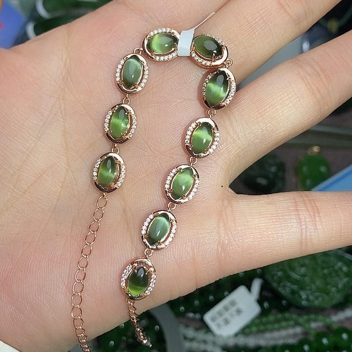 和田玉银S925镶嵌手链