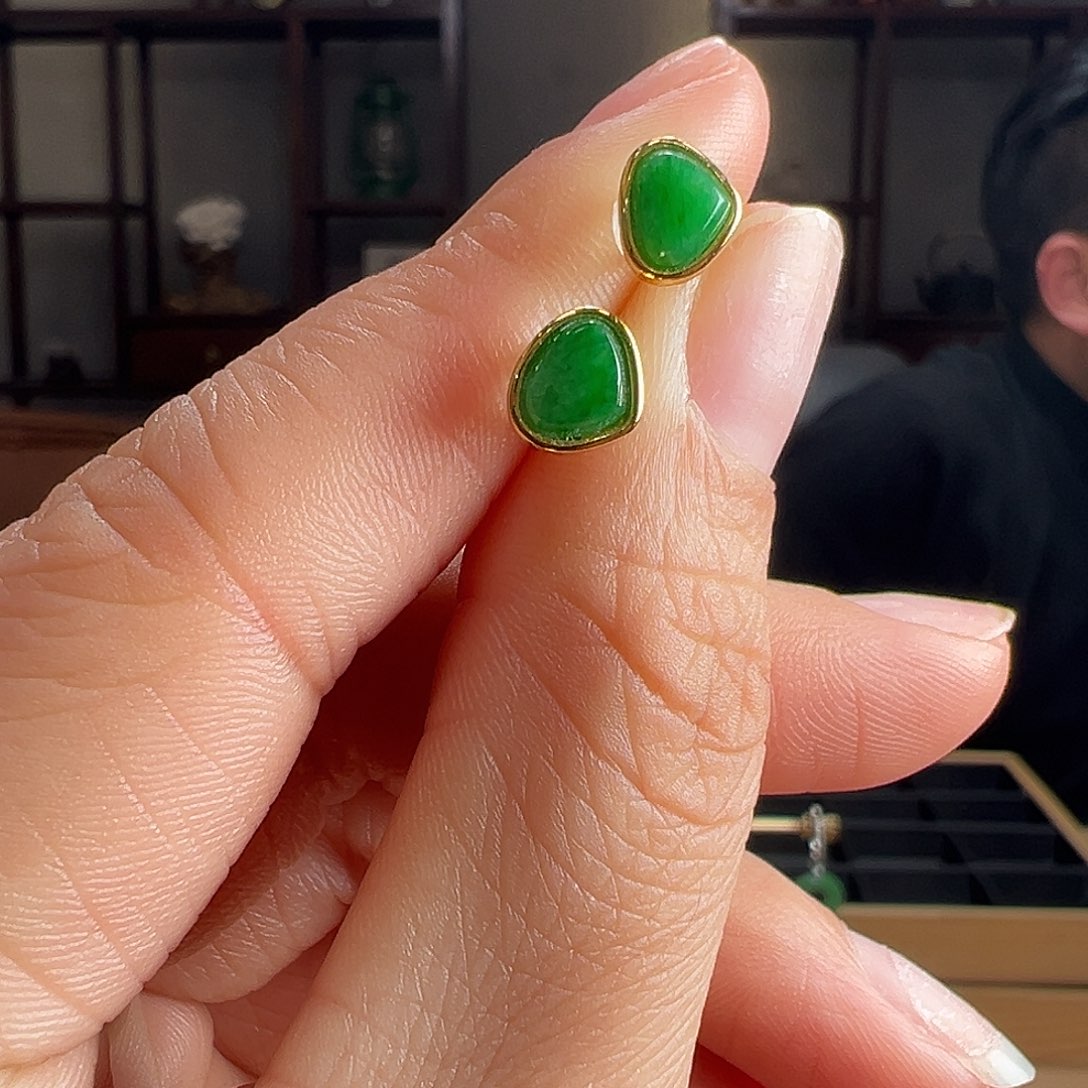 翡翠银S925镶嵌耳饰耳环