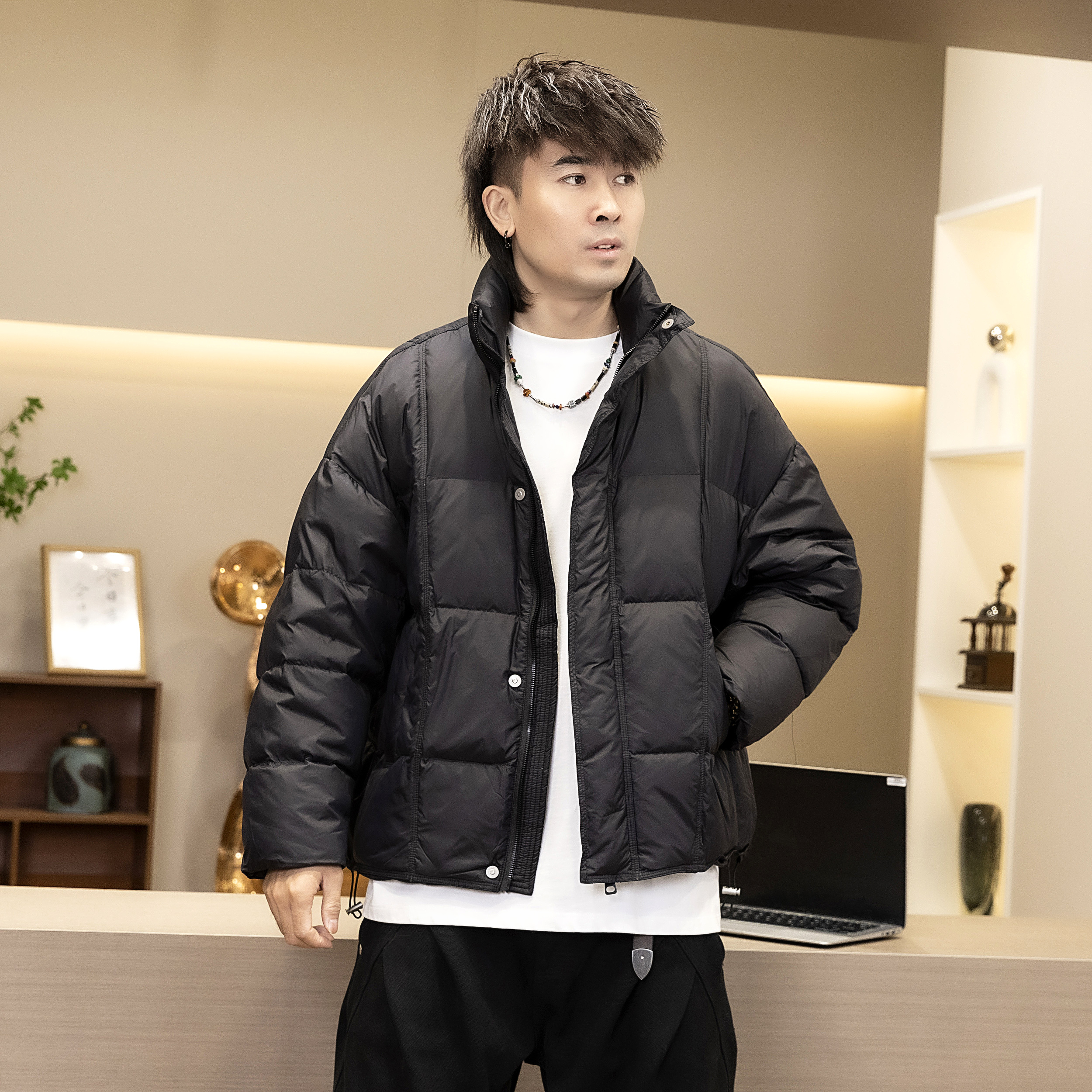 云朵泡芙轻量化90白鸭绒冬季立领羽绒服无胆系列三防羽绒服外套