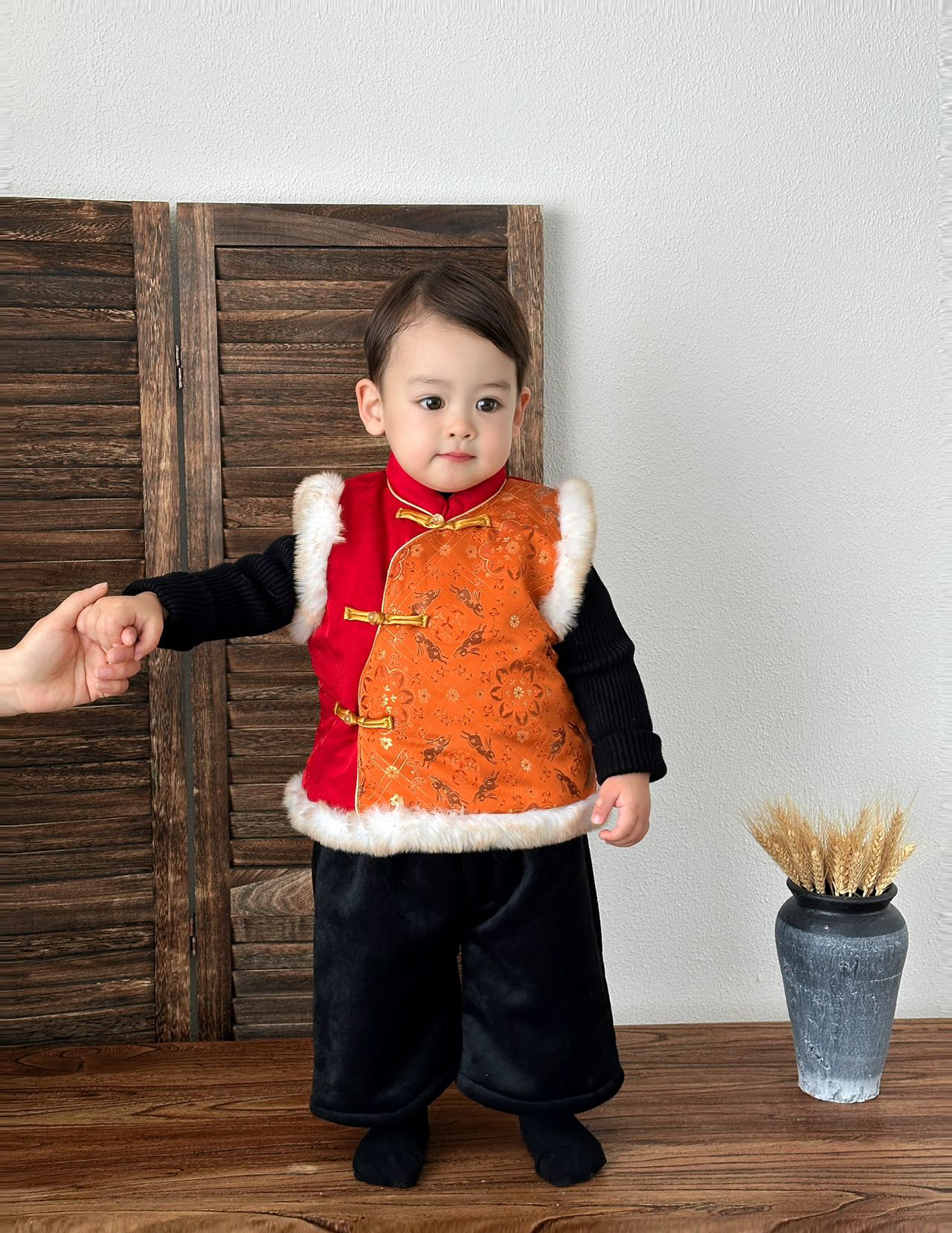 儿童新中式马甲夹棉保暖加绒周岁礼婴儿生日抓周宴衣服唐装拜年服