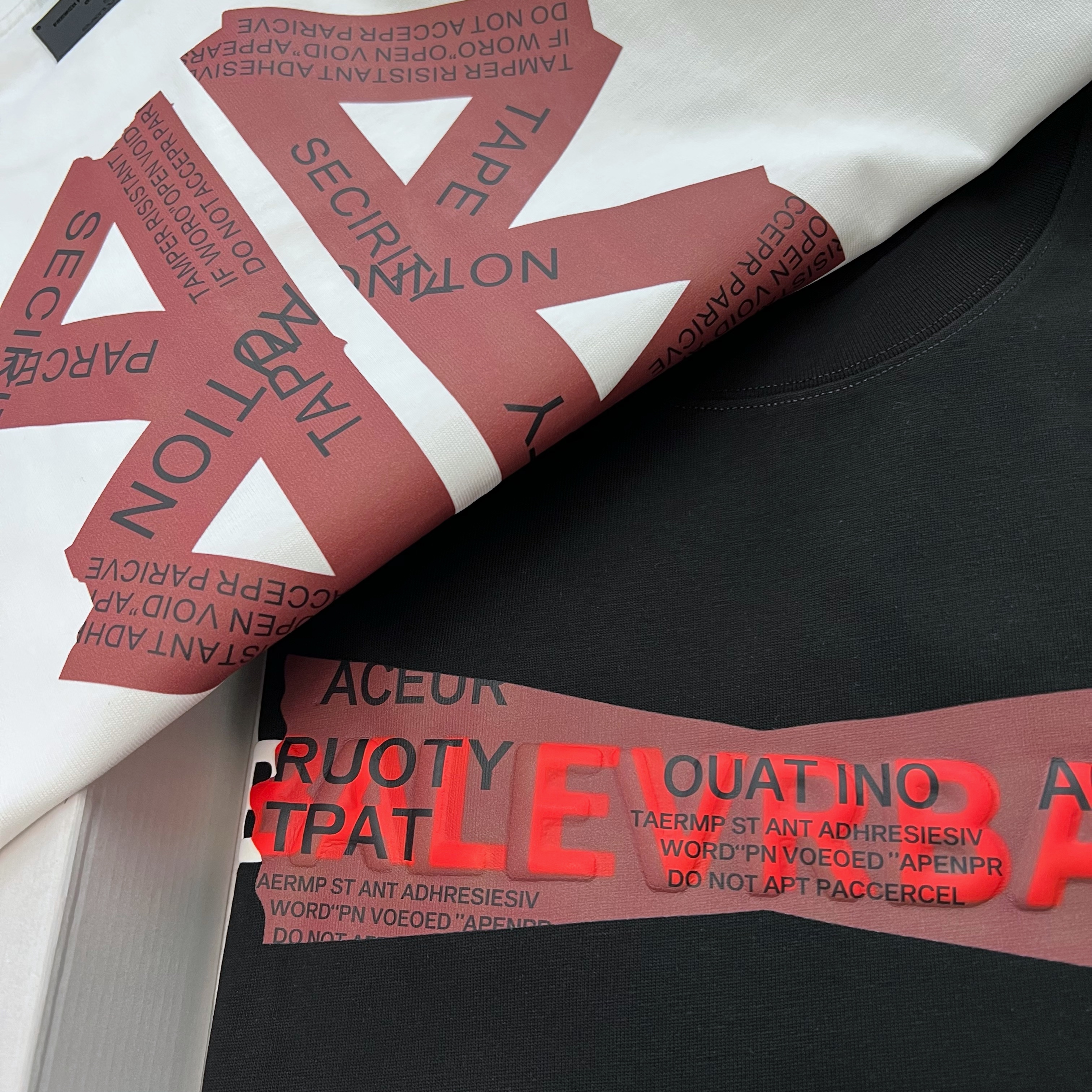 【032-ba胶带字母】2025春夏新款奢品男女同款重磅情侣时尚休闲T恤