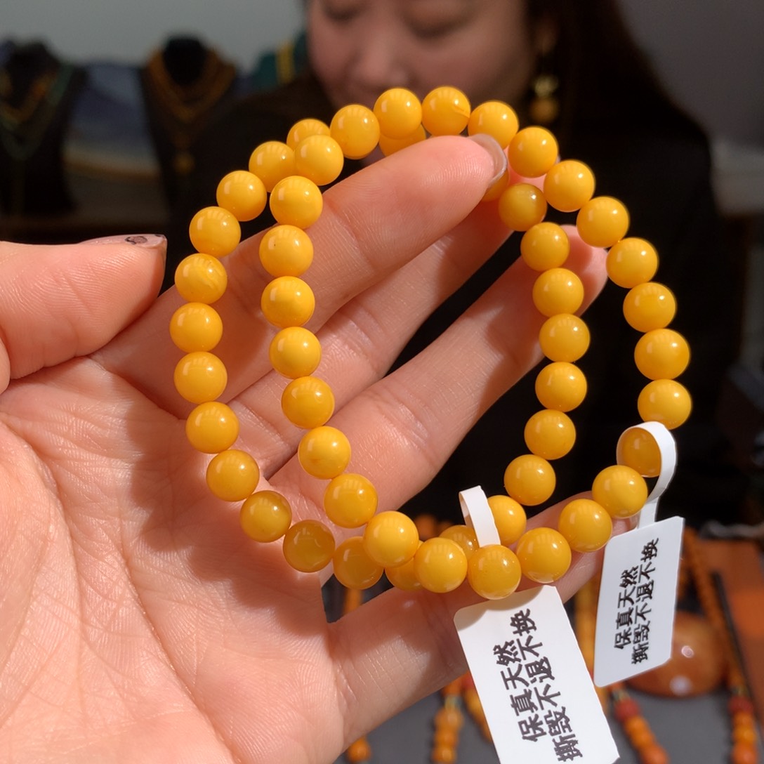 蜜蜡手串未镶嵌多样性发一