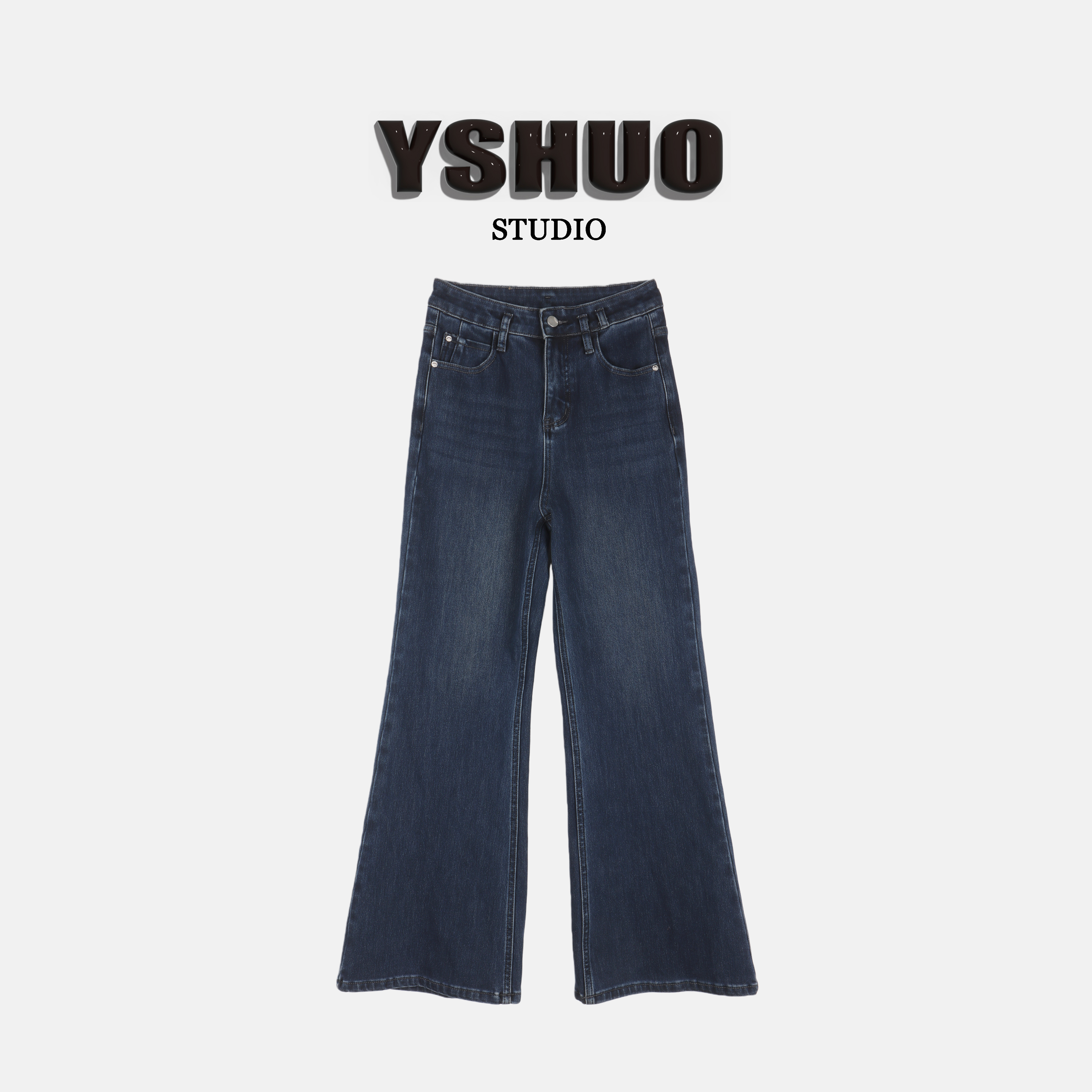 YSHUO【长腿秘诀】秋冬加厚保暖四面弹微喇显腿长气质牛仔裤 N2683