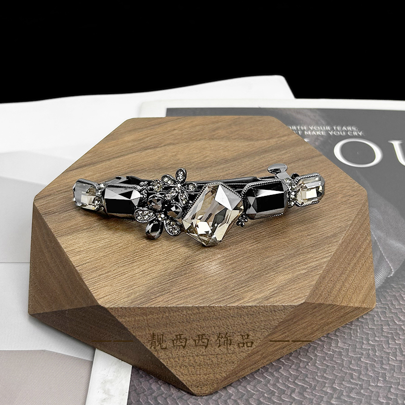 【LXX靓西西】457 时尚弹簧夹氛围感双生花7.8厘米横夹