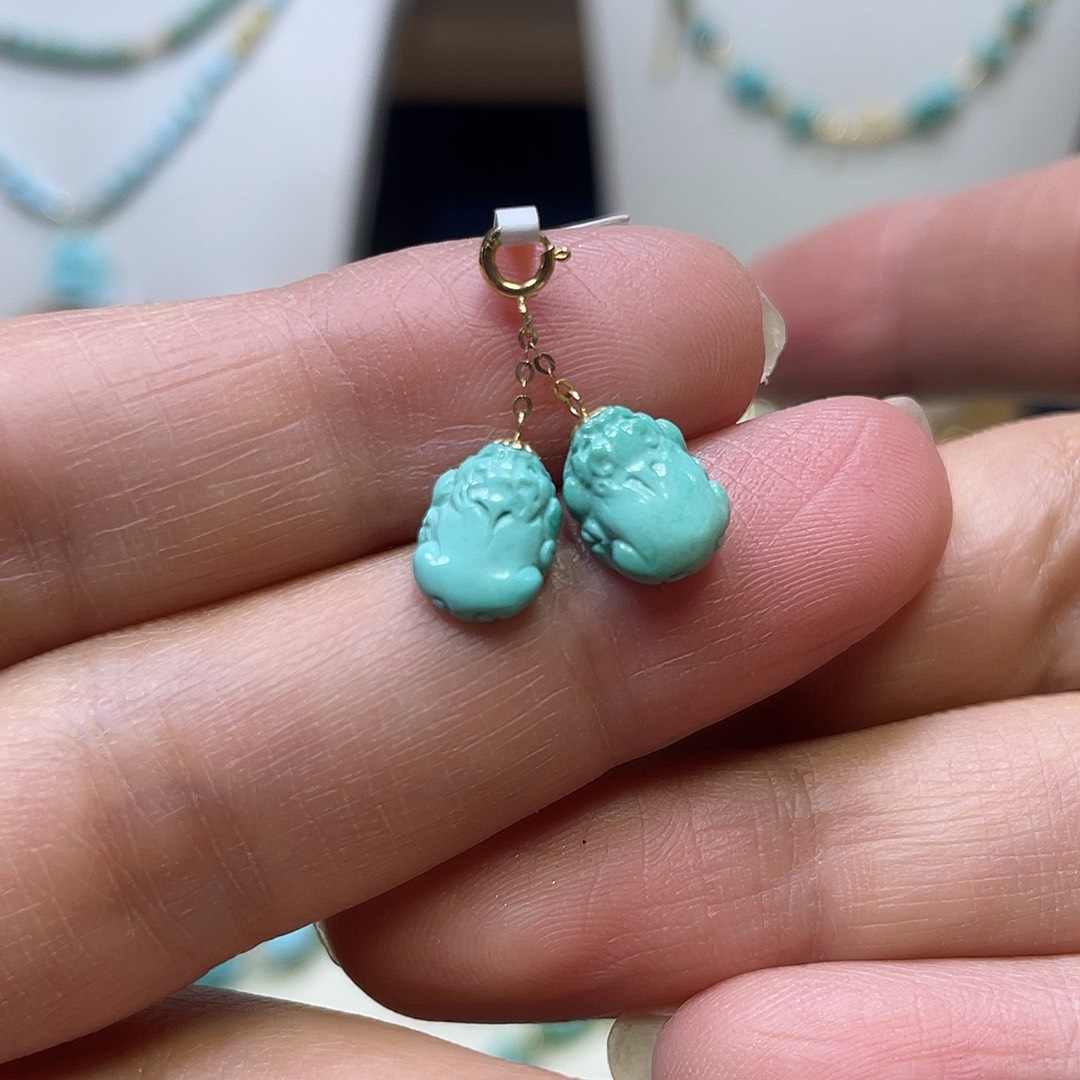 绿松石18K金镶嵌滴流