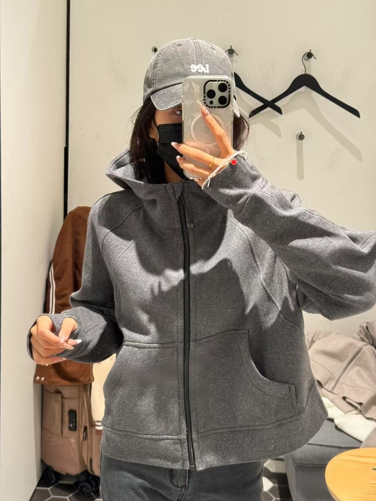 루루가−（噜噜外套）韩版lulu超宽松款拉链连帽衫加绒卫衣运动瑜伽外套