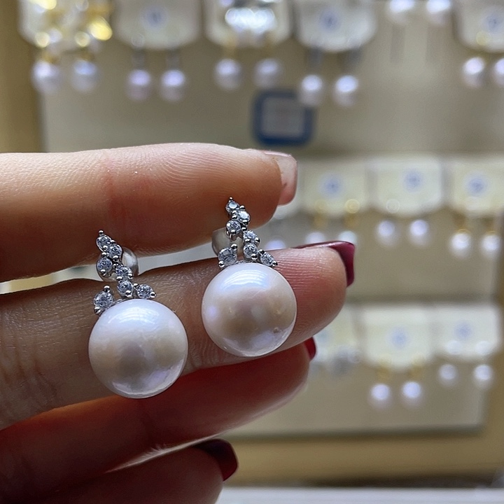 淡水珍珠耳饰银S925镶嵌